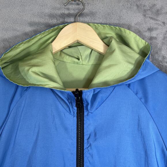 Maralyce Ferree Jacket Medium Reversible Blue Green Boxy Hooded Windbreaker USA - Picture 5 of 9